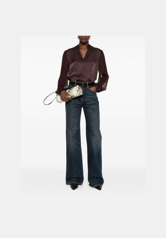 ΠΟΥΚΑΜΙΣΟ ΜΕ ΔΙΑΦΑΝΑ ΜΑΝΙΚΙΑ ΚΑΙ ΔΑΝΤΕΛΑ TWINSET MILANO