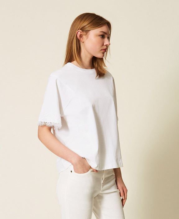 ΒΑΜΒΑΚΕΡΗ ΜΠΛΟΥΖΑ ΜΕ ΔΑΝΤΕΛΑ (WHITE) TWINSET
