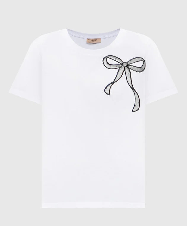T-SHIRT ΜΕ ΔΙΑΦΑΝΟ ΦΙΟΓΚΟ TWINSET MILANO