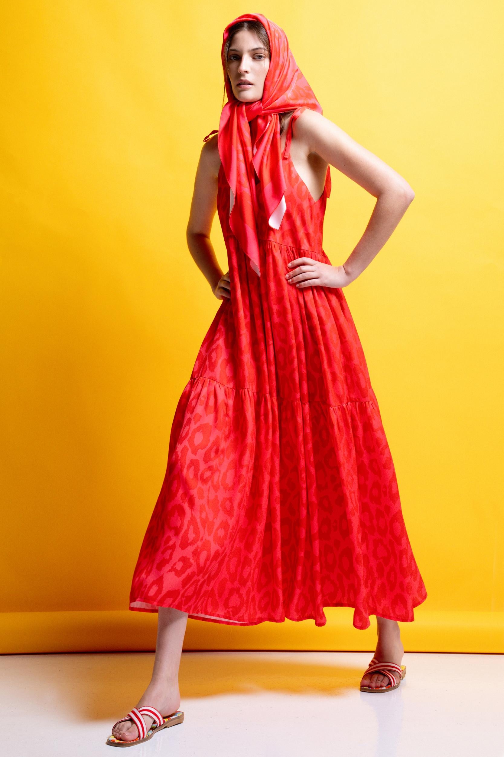 ALYSSA' ΜΑΝΤΗΛΙ-ΠΑΡΕΟ (PINK/ANIMAL PRINT) MAMOUSH