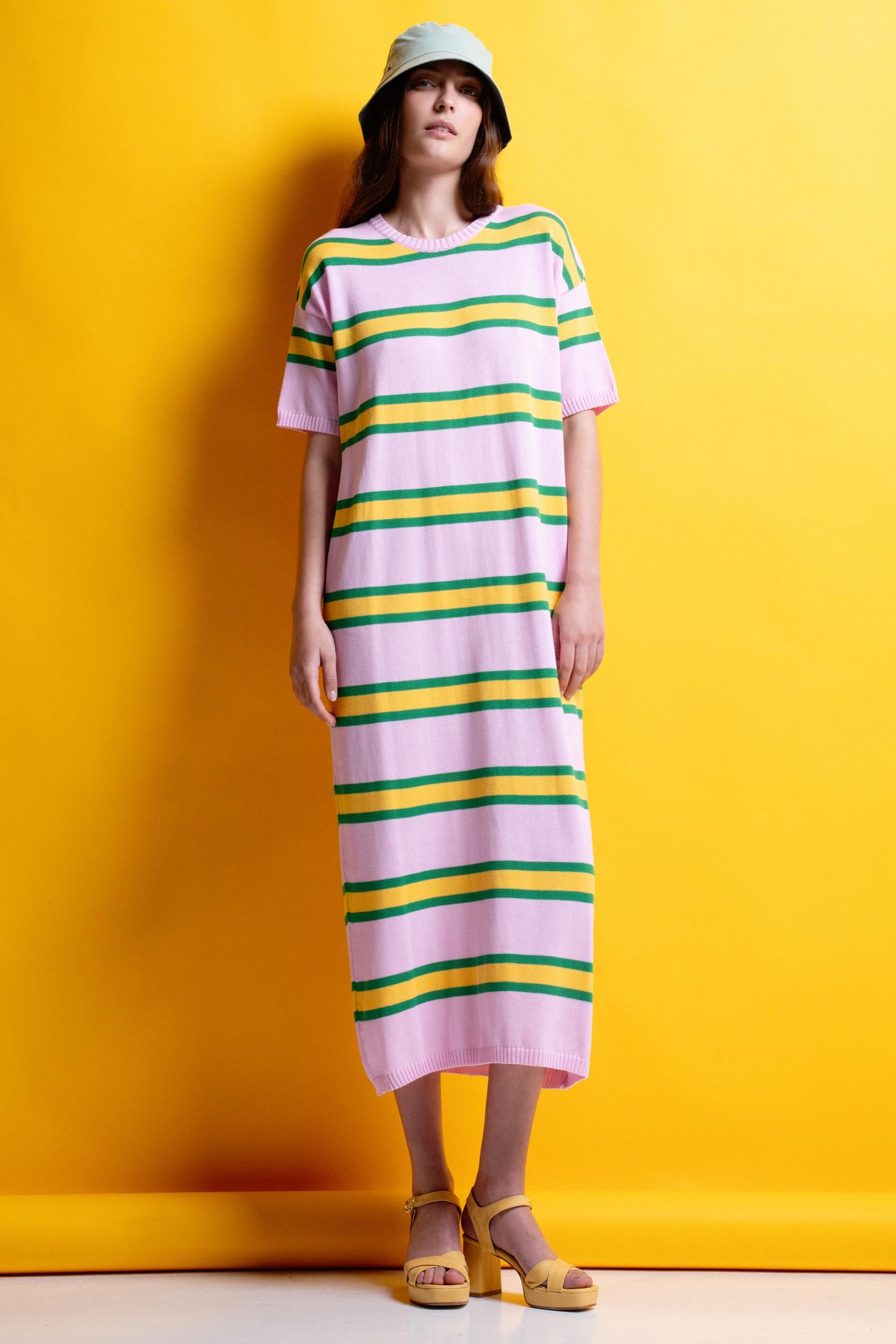 BELLA' ΡΙΓΕ ΠΛΕΚΤΟ ΦΟΡΕΜΑ (PALE PINK) MAMOUSH