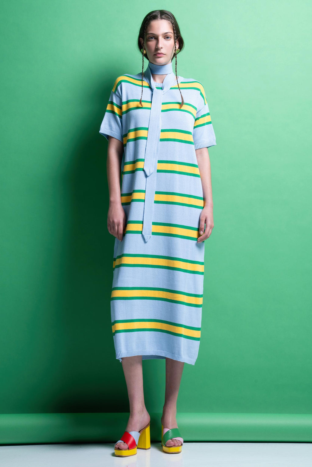 BELLA' ΡΙΓΕ ΠΛΕΚΤΟ ΦΟΡΕΜΑ (LIGHT BLUE) MAMOUSH