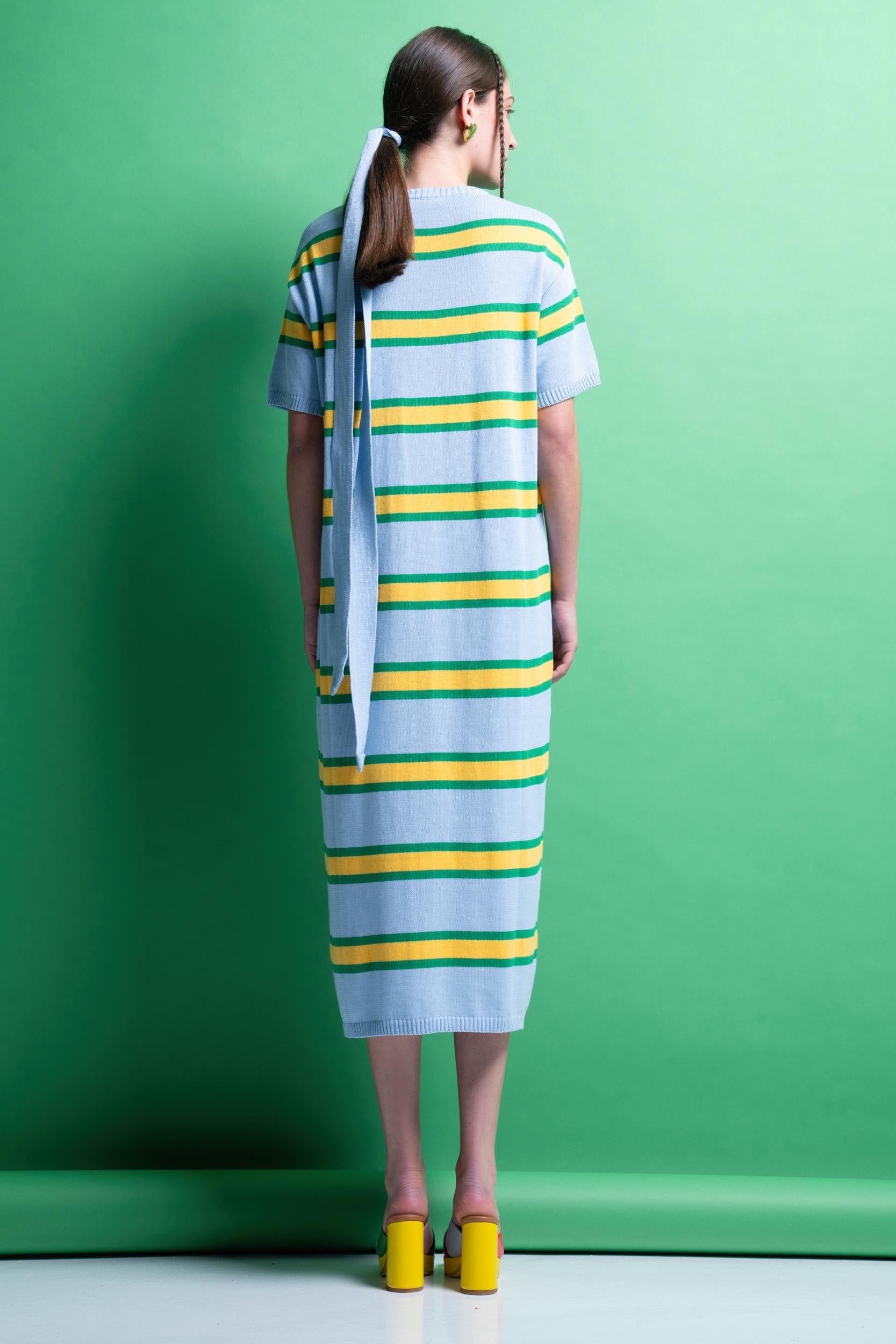 BELLA' ΡΙΓΕ ΠΛΕΚΤΟ ΦΟΡΕΜΑ (LIGHT BLUE) MAMOUSH