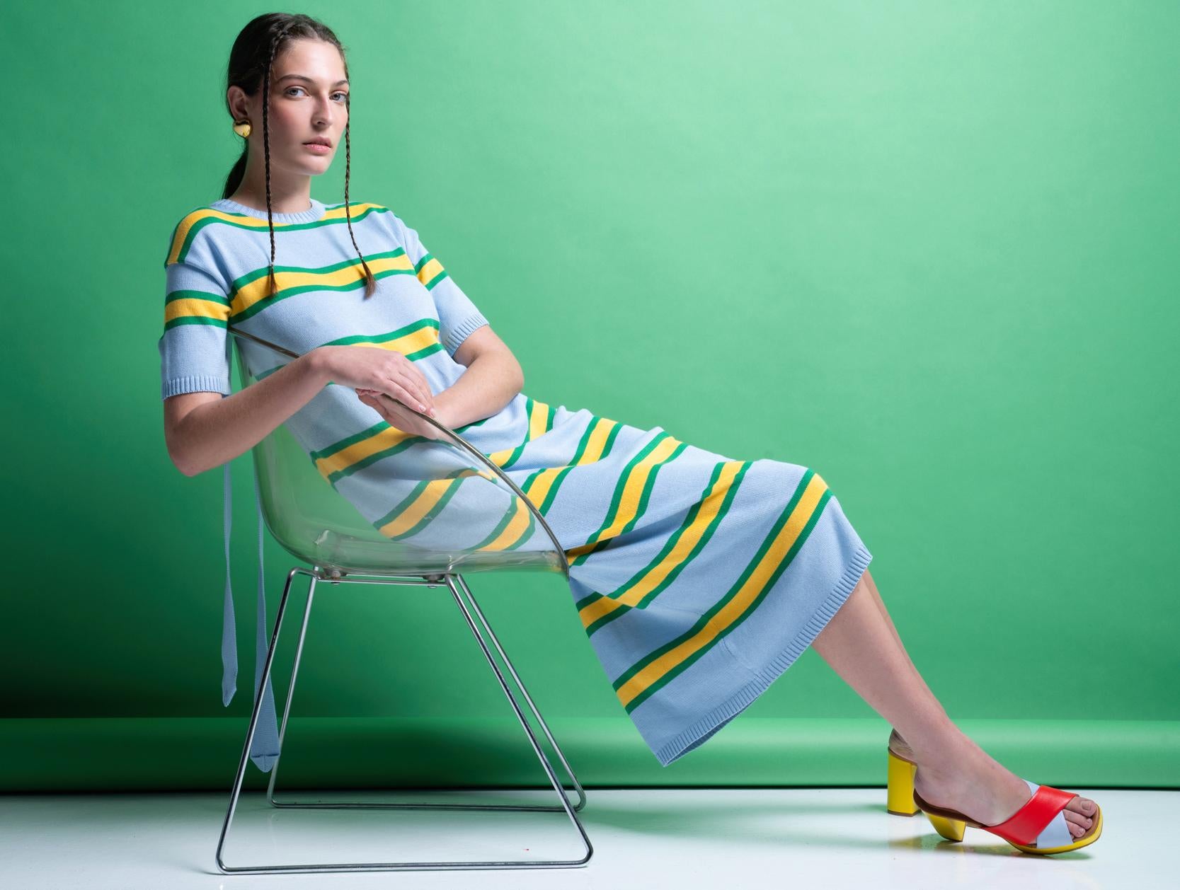 BELLA' ΡΙΓΕ ΠΛΕΚΤΟ ΦΟΡΕΜΑ (LIGHT BLUE) MAMOUSH