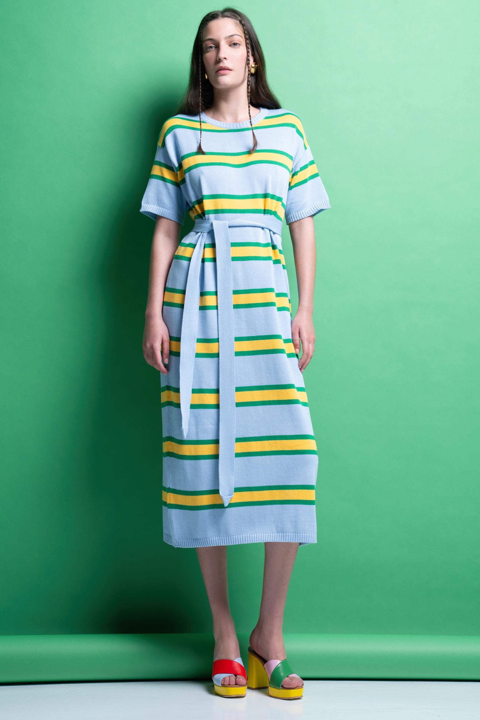 BELLA' ΡΙΓΕ ΠΛΕΚΤΟ ΦΟΡΕΜΑ (LIGHT BLUE) MAMOUSH