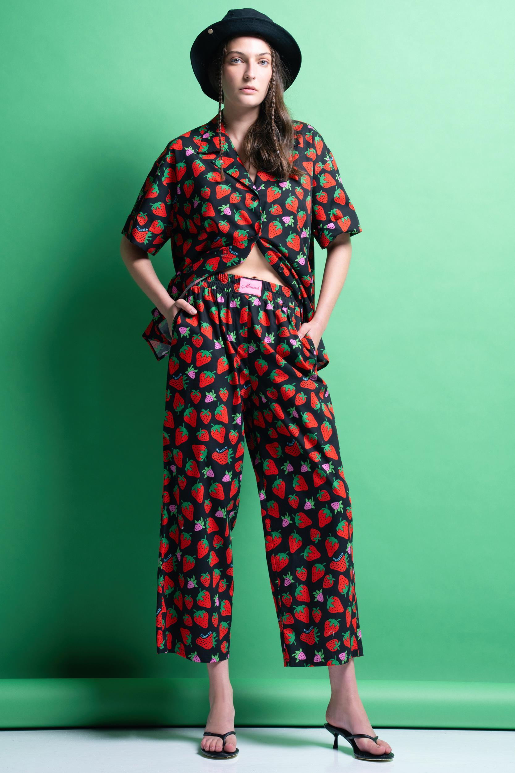 ‘ELLY’ CROPPED ΒΑΜΒΑΚΕΡΟ ΠΑΝΤΕΛΟΝΙ (STRAWBERRIES) MAMOUSH