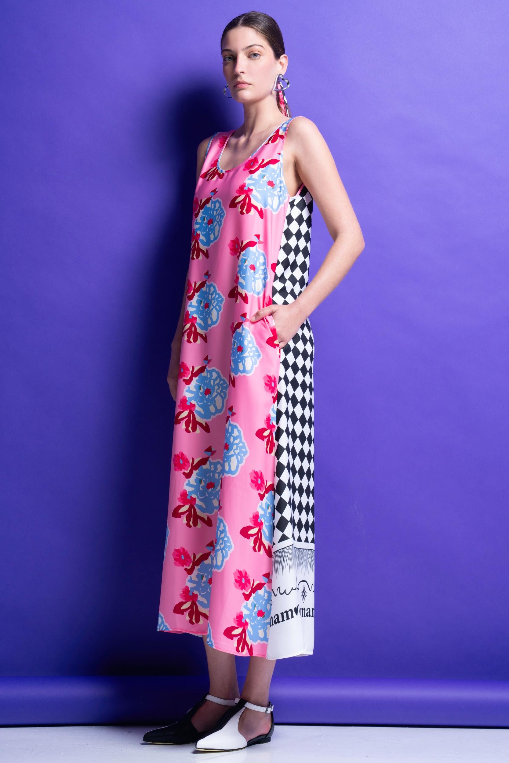 TINA' ΔΙΧΡΩΜΟ ΦΟΡΕΜΑ ΜΕ ΚΑΡΟ ΠΛΑΤΗ (ΡΟΖ) MAMOUSH