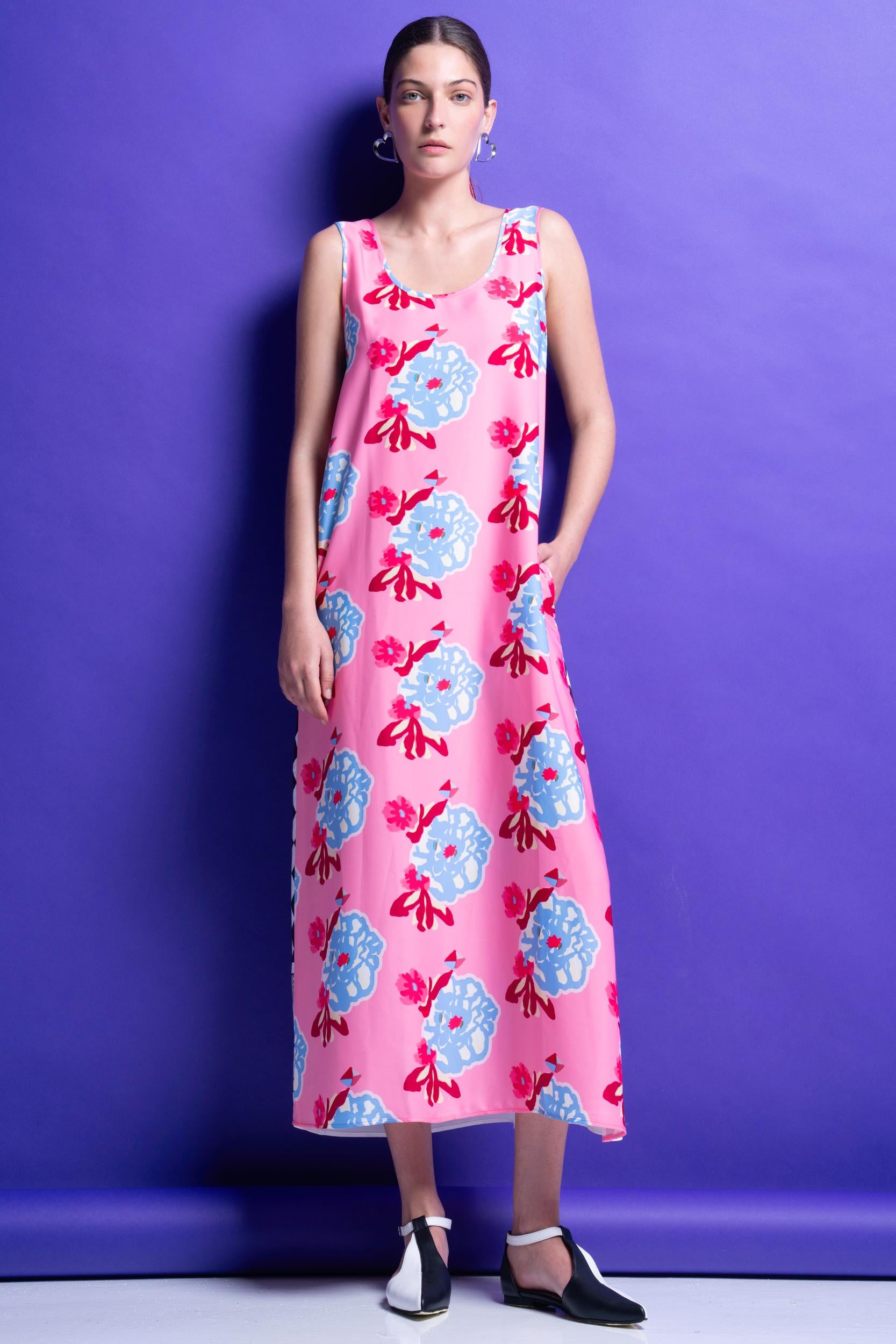 TINA' ΔΙΧΡΩΜΟ ΦΟΡΕΜΑ ΜΕ ΚΑΡΟ ΠΛΑΤΗ (ΡΟΖ) MAMOUSH