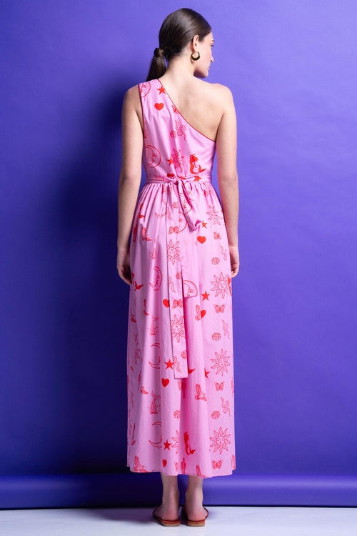 'HOLLY' ΜΙΝΤΙ ΦΟΡΕΜΑ ΜΕ ΕΝΑΝ ΩΜΟ (PINK) MAMOUSH