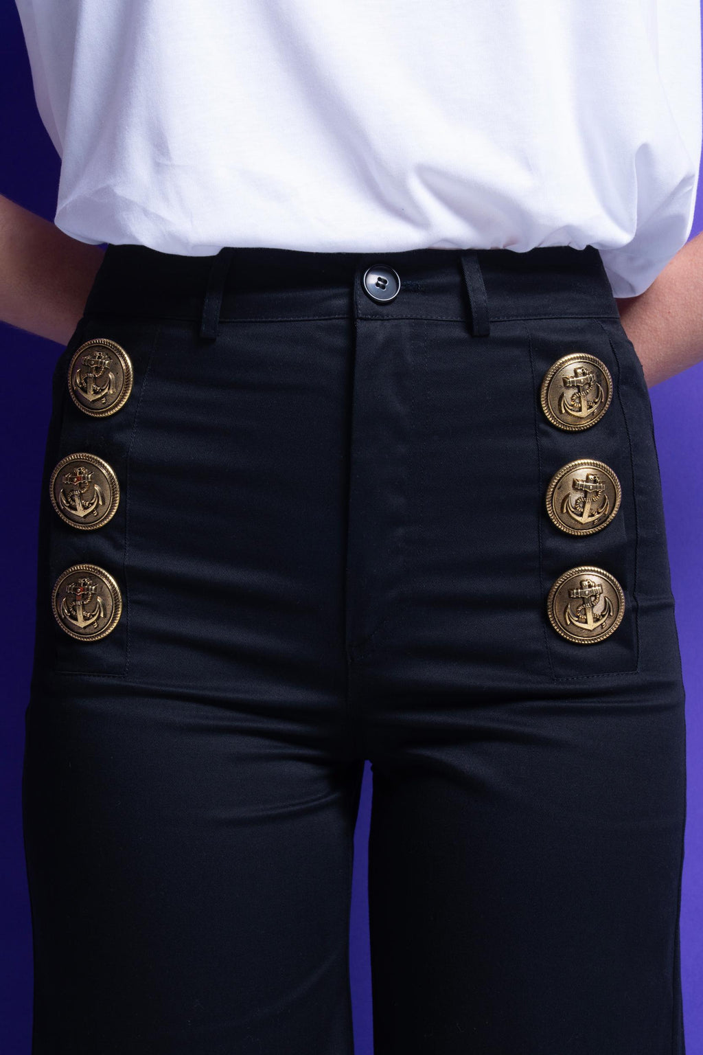 ‘IRA’  FLARED ΠΑΝΤΕΛΟΝΙ ΜΕ ΜΕΓΑΛΑ ΜΕΤΑΛΛΙΚΑ ΚΟΥΜΠΙΑ (BLACK) MAMOUSH