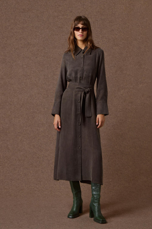 'PARIS' ΜΑΚΡΥ ΣΕΜΙΖΙΕ ΦΟΡΕΜΑ (DARK OLIVE) MAMOUSH
