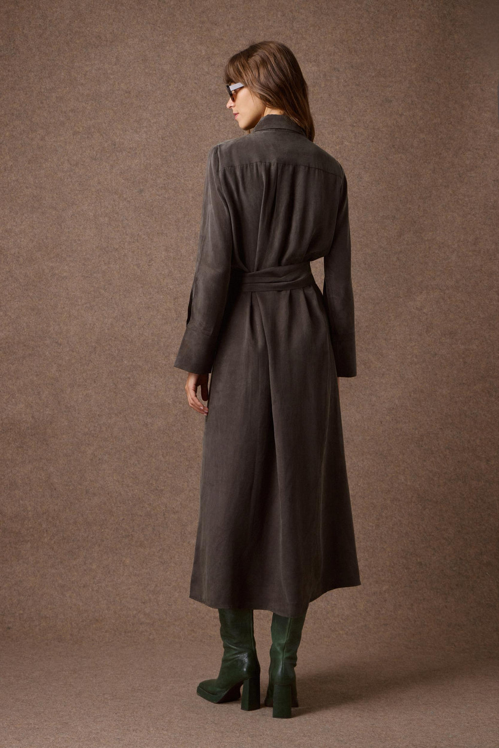 'PARIS' ΜΑΚΡΥ ΣΕΜΙΖΙΕ ΦΟΡΕΜΑ (DARK OLIVE) MAMOUSH