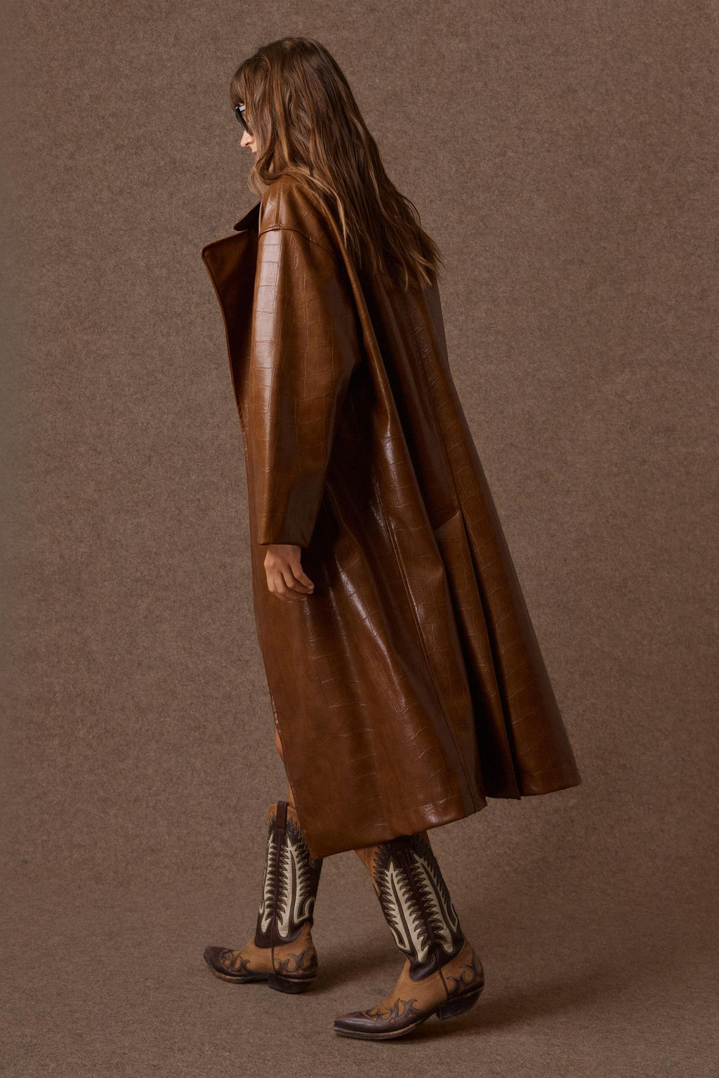 'NORMA' OVERSIZED ΜΑΚΡΥ ΠΑΛΤΟ ΜΕ ΚΡΟΚΟ ΥΦΗ (CARAMEL) MAMOUSH