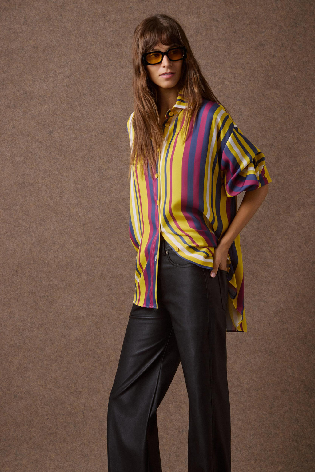 'EMMA' OVERSIZED ΡΙΓΕ ΠΟΥΚΑΜΙΣΟ (MULTICOLOR STRIPES) MAMOUSH