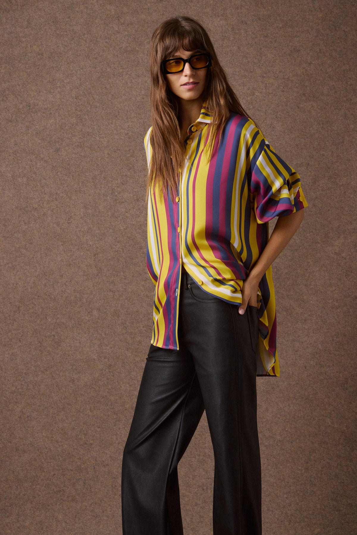 'EMMA' OVERSIZED ΡΙΓΕ ΠΟΥΚΑΜΙΣΟ (MULTICOLOR STRIPES) MAMOUSH