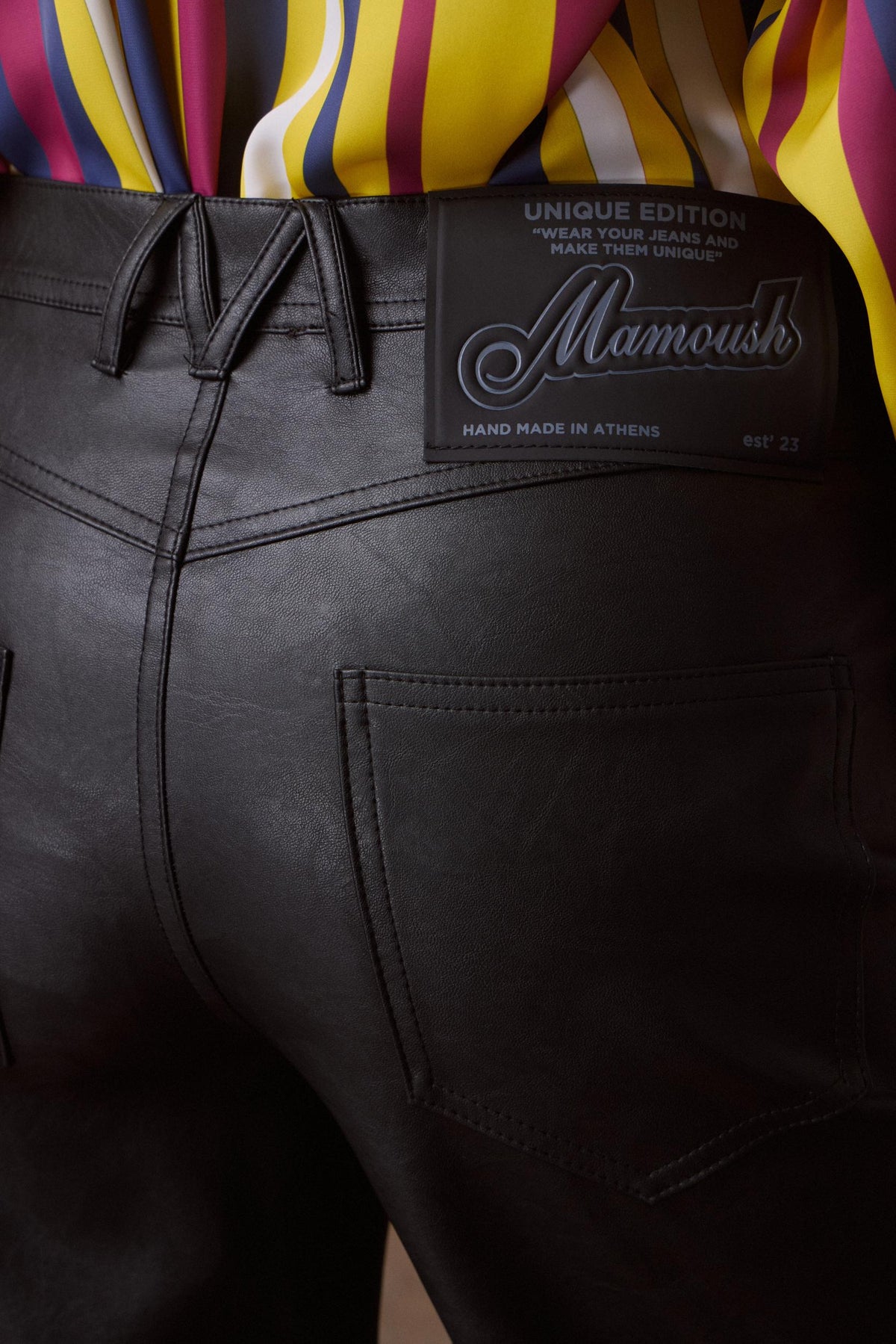 'DIONE' ΠΑΝΤΕΛΟΝΙ ΜΕ ΥΦΗ LEATHER-LOOK (BLACK) MAMOUSH