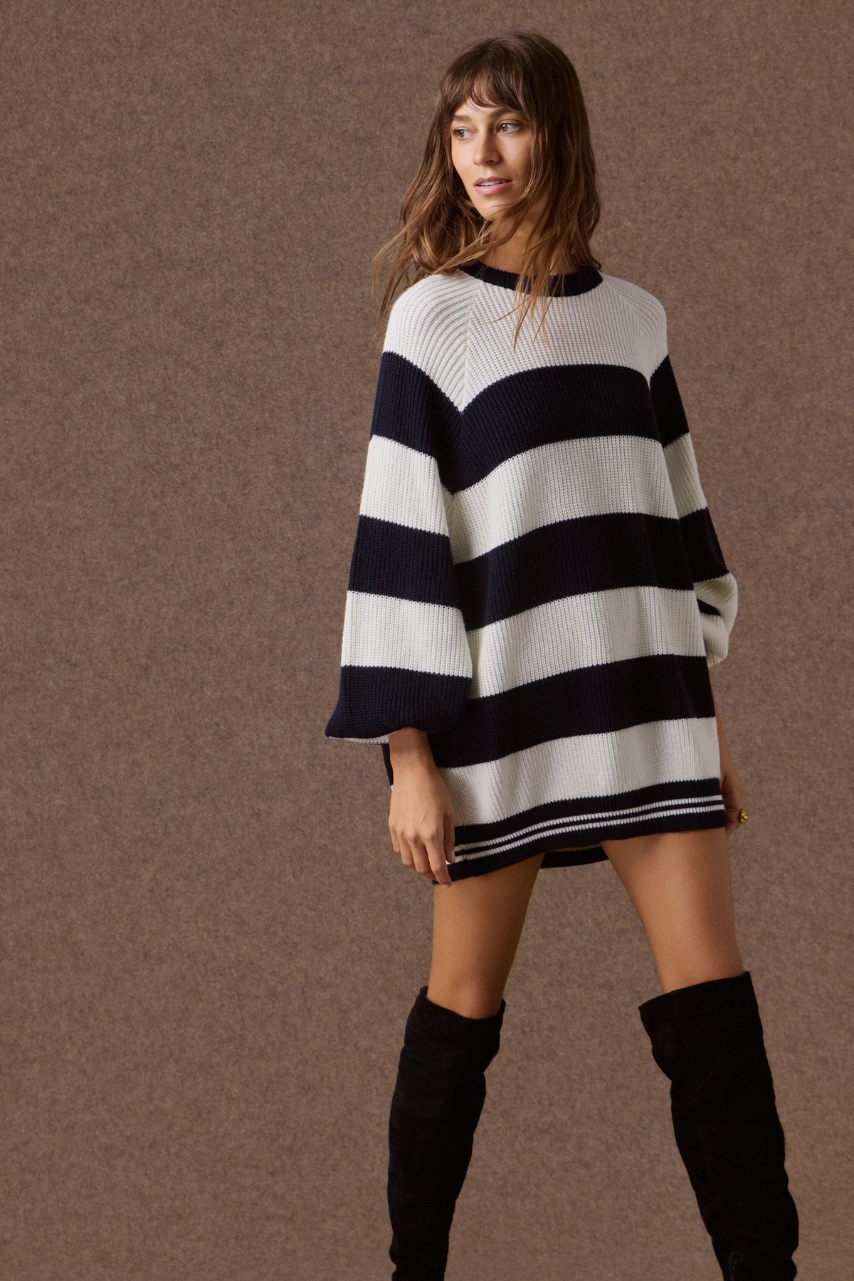 'AGNES' ΡΙΓΕ ΠΛΕΚΤΗ ΜΠΛΟΥΖΑ (NAVY BLUE/VANILLA) MAMOUSH