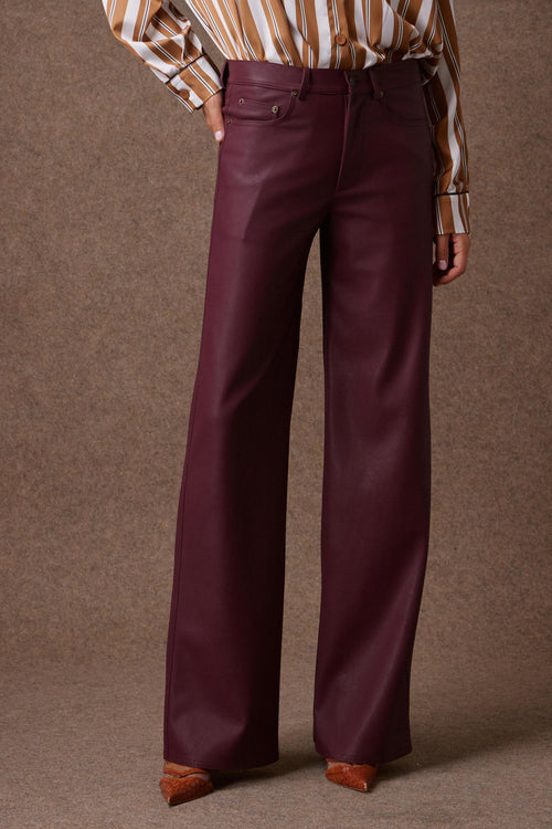 'DIONE' ΠΑΝΤΕΛΟΝΙ ΜΕ ΥΦΗ LEATHER-LOOK (BURGUNDY) MAMOUSH