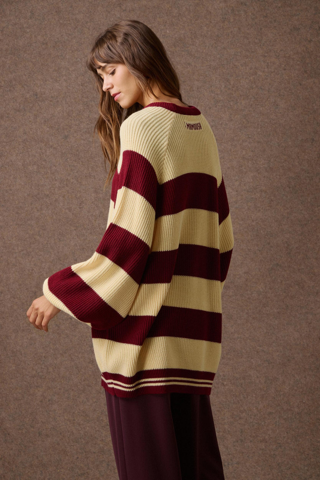 'AGNES' ΡΙΓΕ ΠΛΕΚΤΗ ΜΠΛΟΥΖΑ (BURGUNDY/YELLOW) MAMOUSH