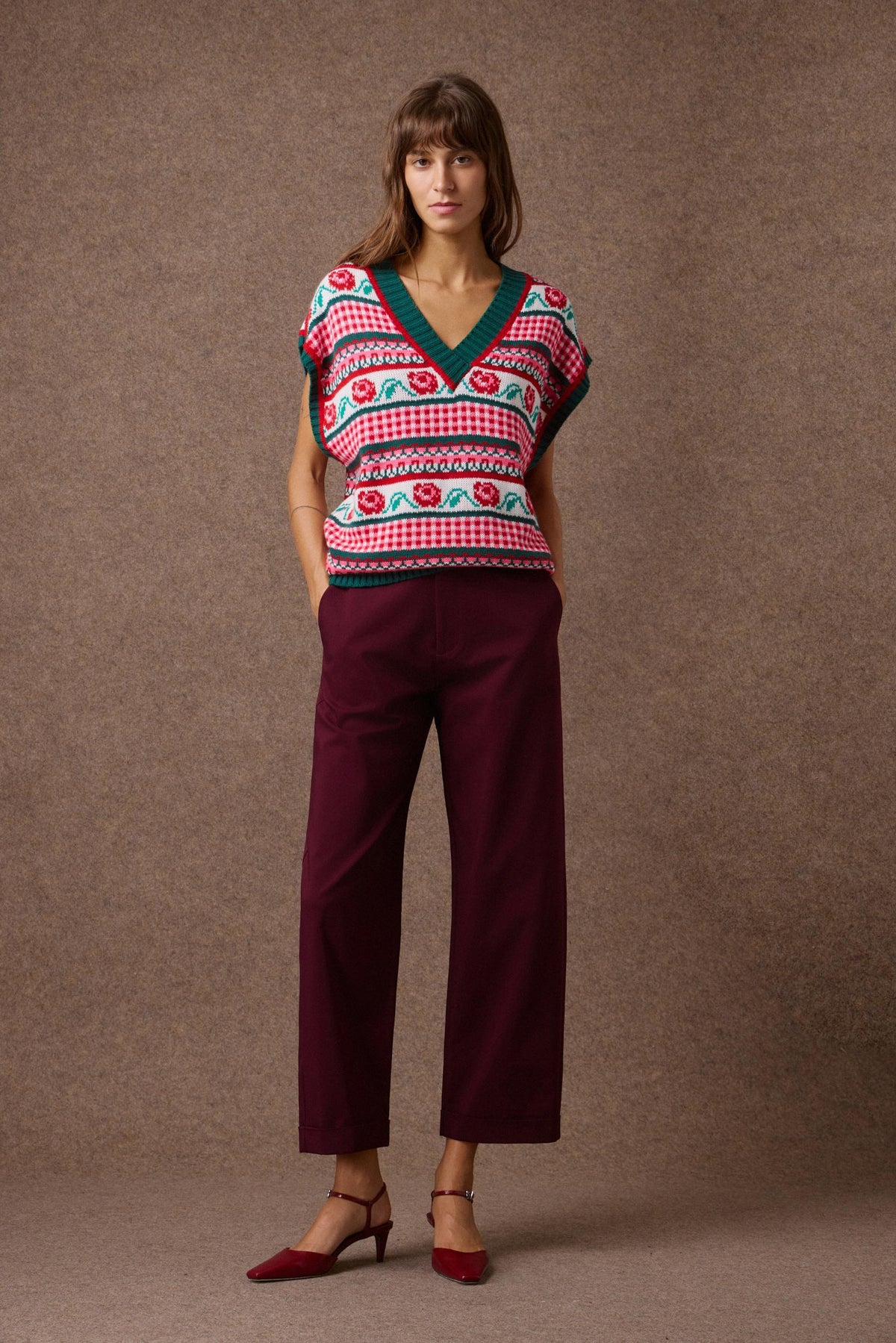 'LEO' CROPPED ΠΑΝΤΕΛΟΝΙ (BURGUNDY) MAMOUSH