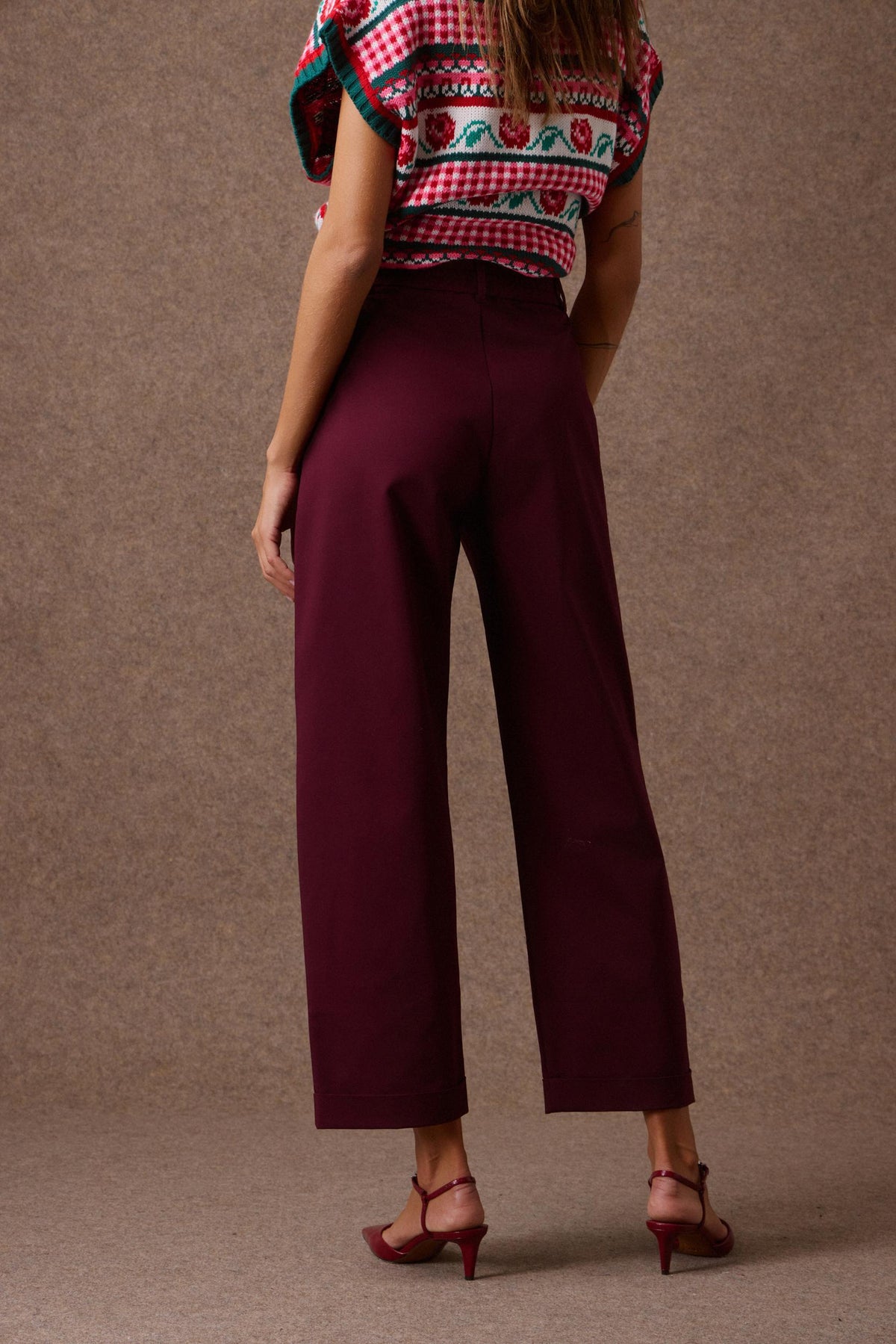 'LEO' CROPPED ΠΑΝΤΕΛΟΝΙ (BURGUNDY) MAMOUSH