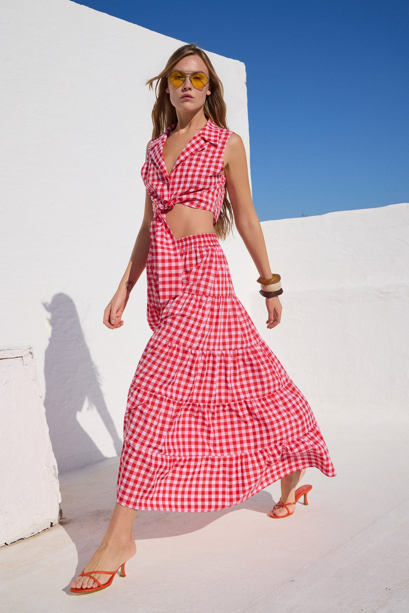 'ANNA' ΚΡΟΠ ΤΟΠ (RED/CHECKERED) MAMOUSH