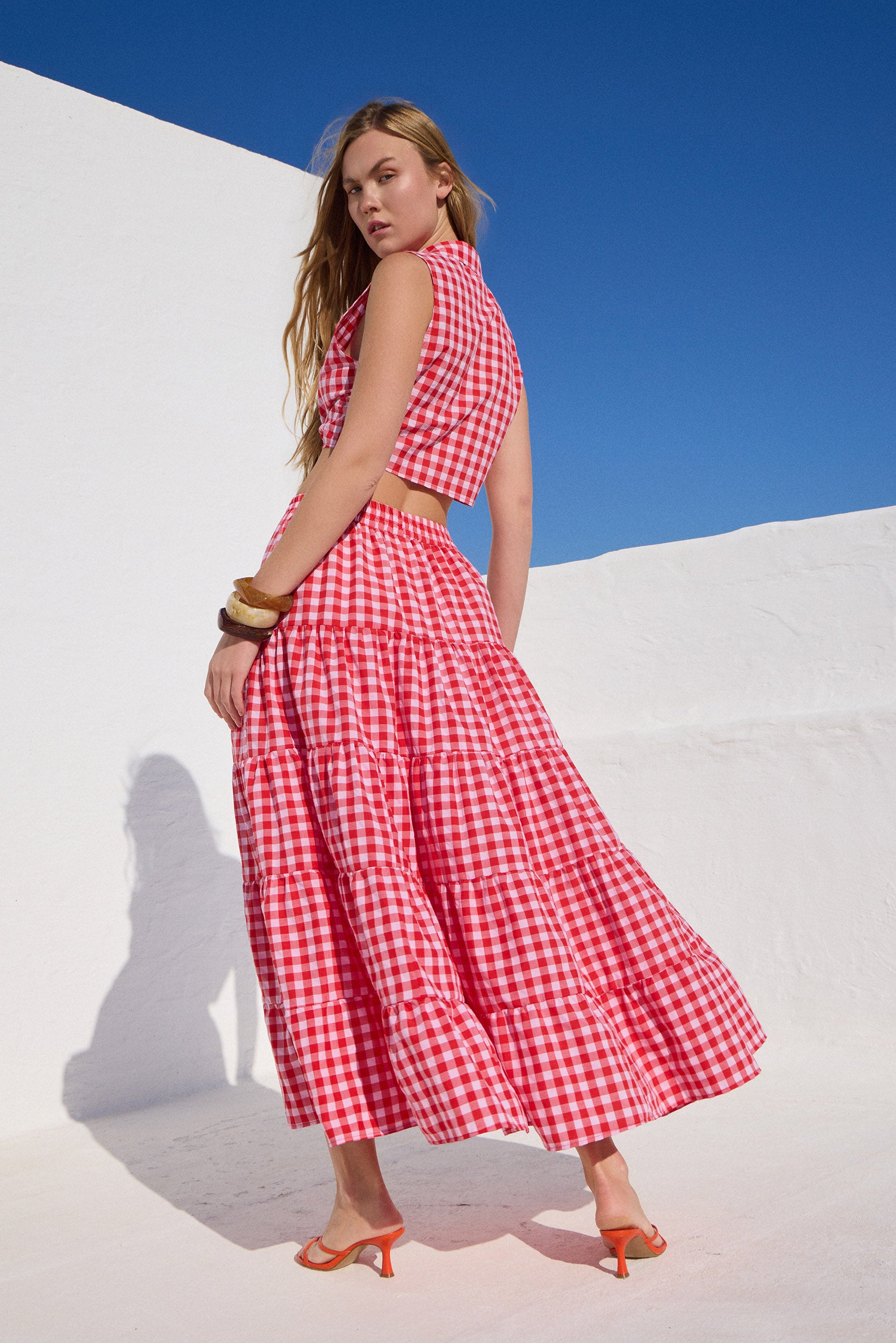 'ANNA' ΚΡΟΠ ΤΟΠ (RED/CHECKERED) MAMOUSH