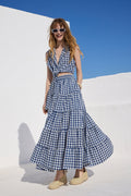 'KLEIO' ΜΙΝΤΙ ΦΟΥΣΤΑ ΜΕ ΛΑΣΤΙΧΟ (BLUE/CHECKERED) MAMOUSH