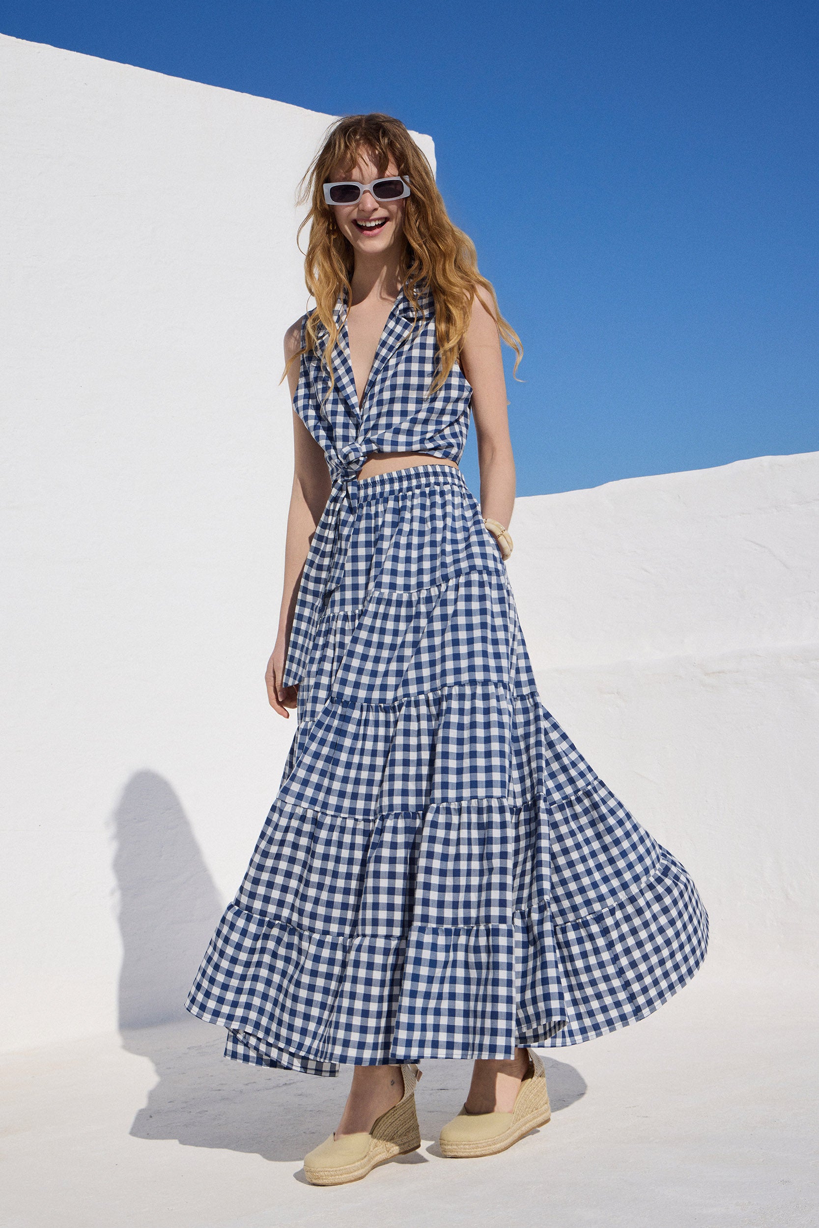 'ANNA' ΚΡΟΠ ΤΟΠ (BLUE/CHECKERED) MAMOUSH