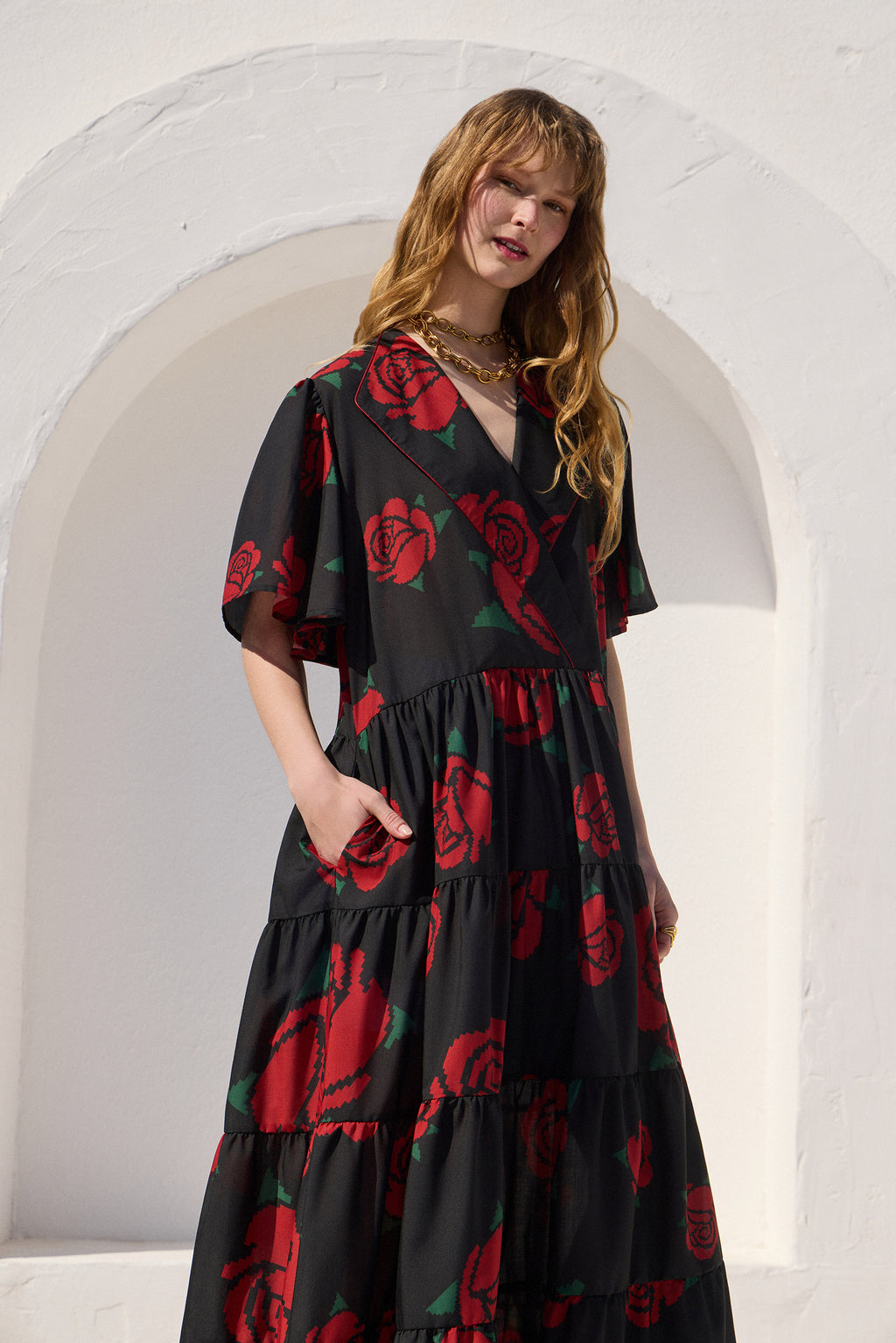 'VANESSA' ΜΙΝΤΙ ΦΟΡΕΜΑ (BLACK ROSES) MAMOUSH