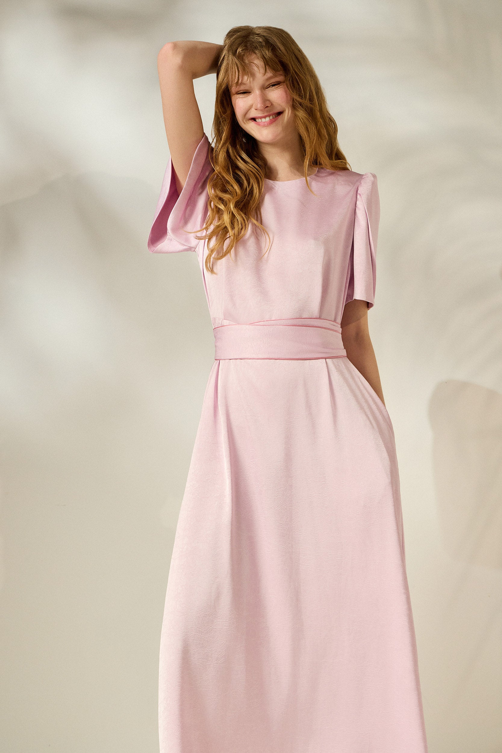'LYDIA' ΣΑΤΕΝ ΜΙΝΤΙ ΦΟΡΕΜΑ (PALE PINK) MAMOUSH