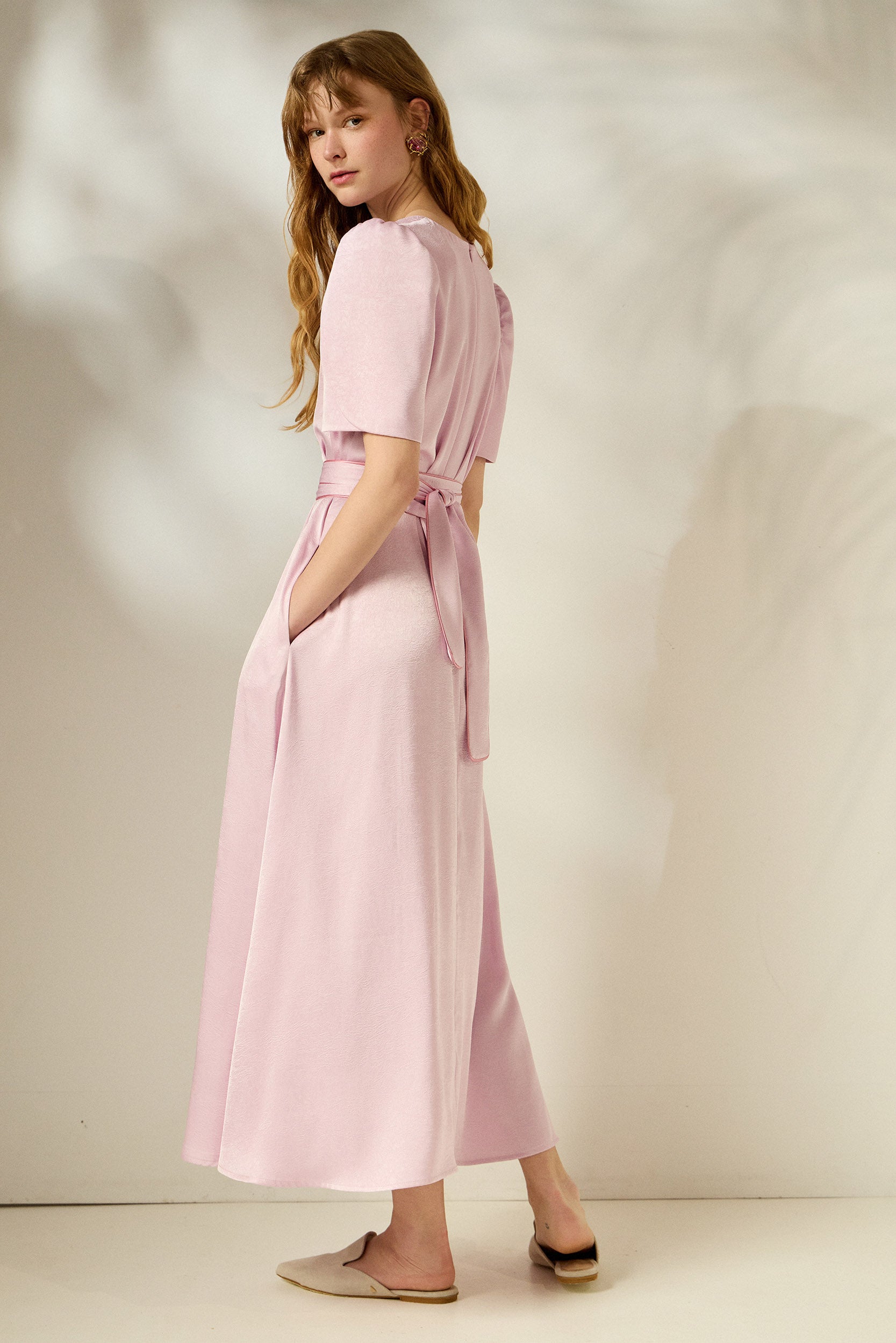 'LYDIA' ΣΑΤΕΝ ΜΙΝΤΙ ΦΟΡΕΜΑ (PALE PINK) MAMOUSH