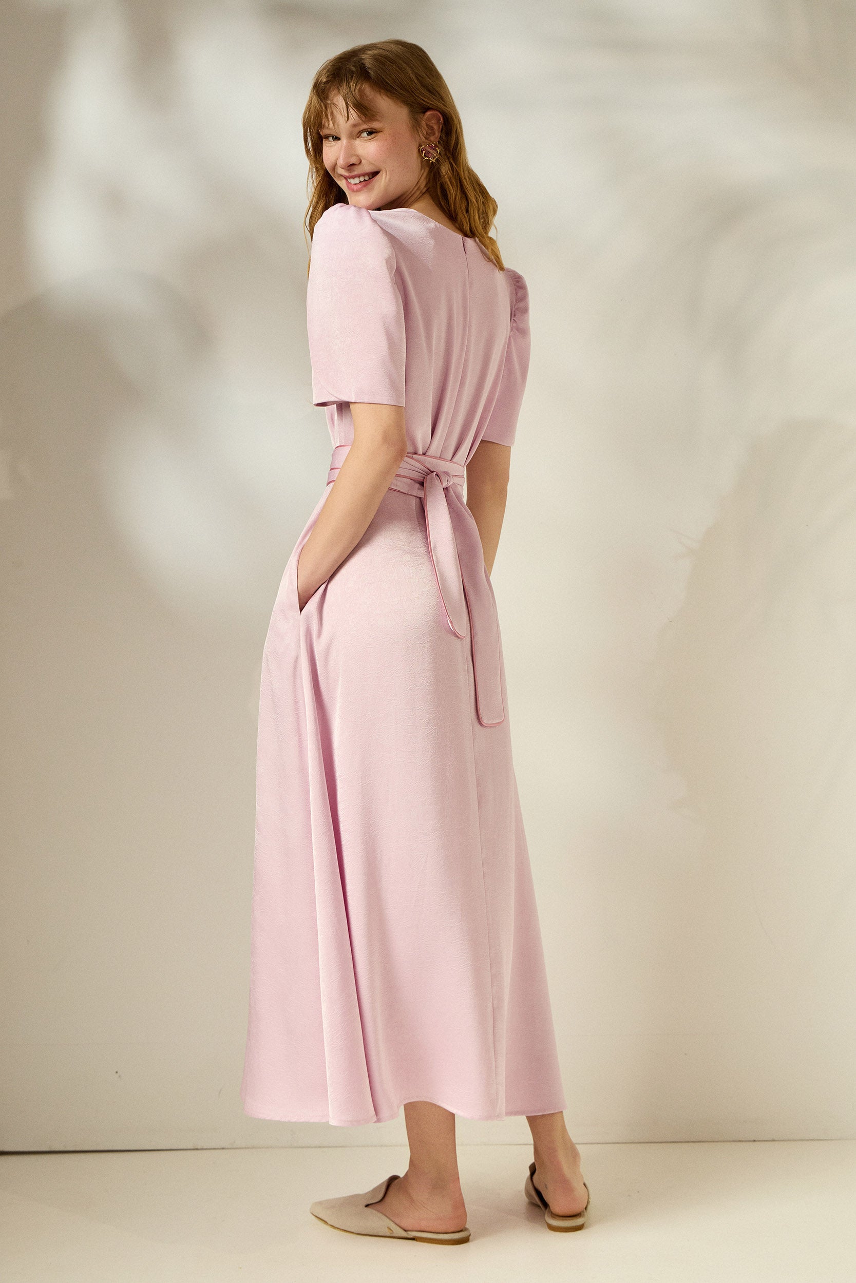 'LYDIA' ΣΑΤΕΝ ΜΙΝΤΙ ΦΟΡΕΜΑ (PALE PINK) MAMOUSH