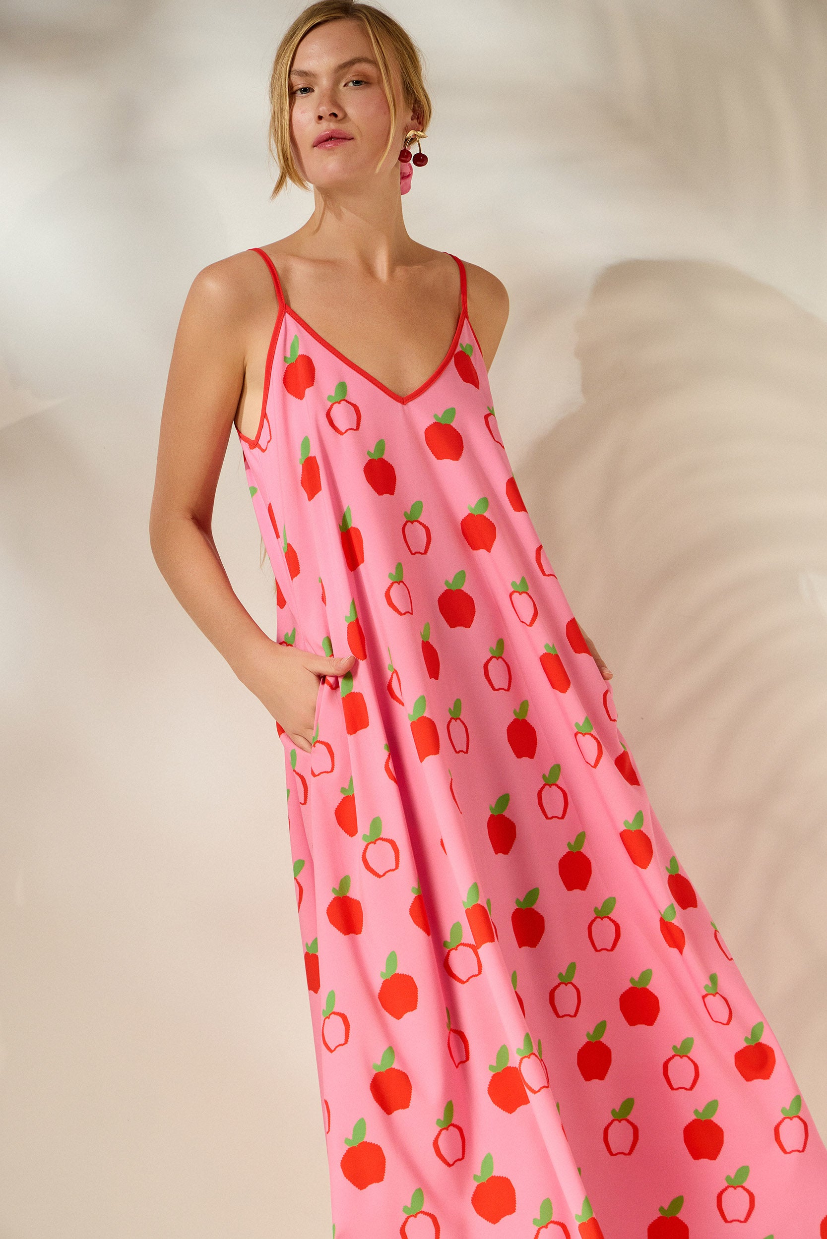 ‘ALIKI’ ΜΙΝΤΙ ΦΟΡΕΜΑ (PINK/APPLES) MAMOUSH