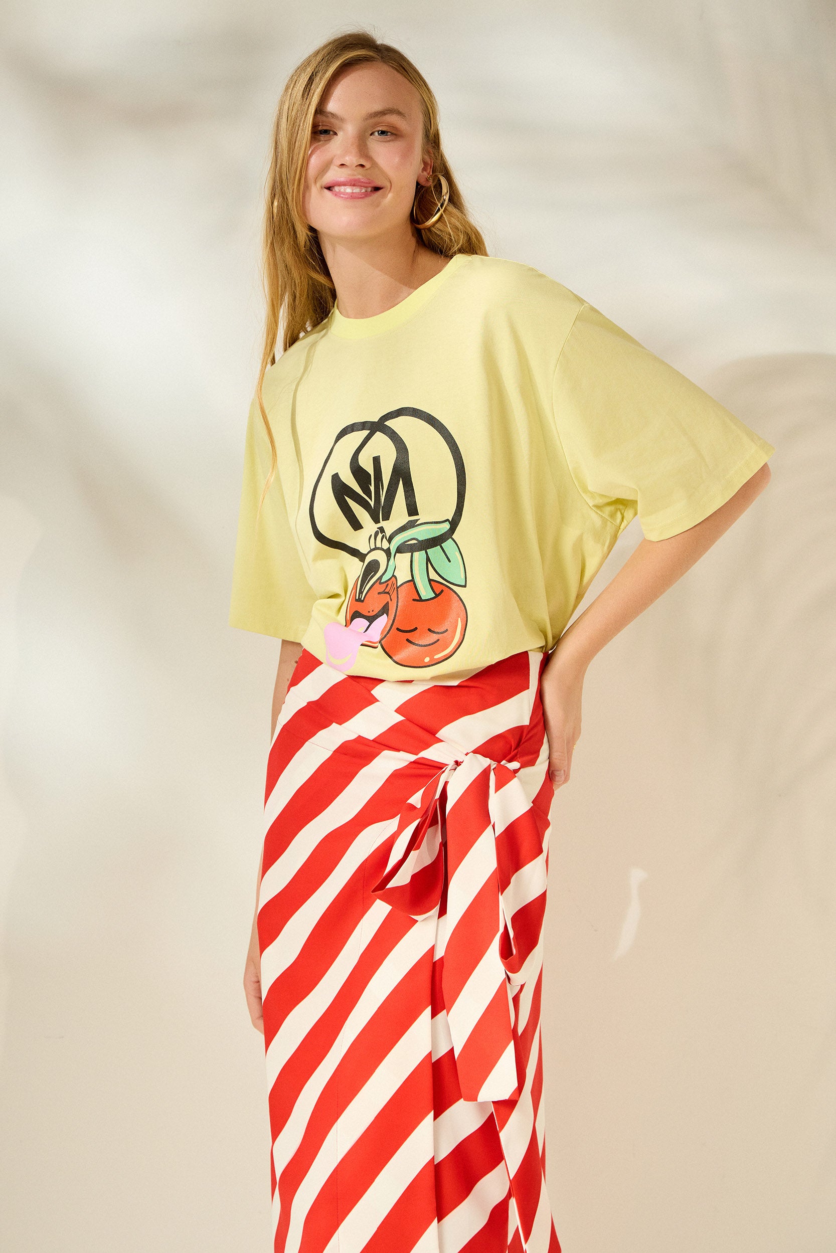 'CHERRY' OVERSIZED TEES (PALE YELLOW) MAMOUSH