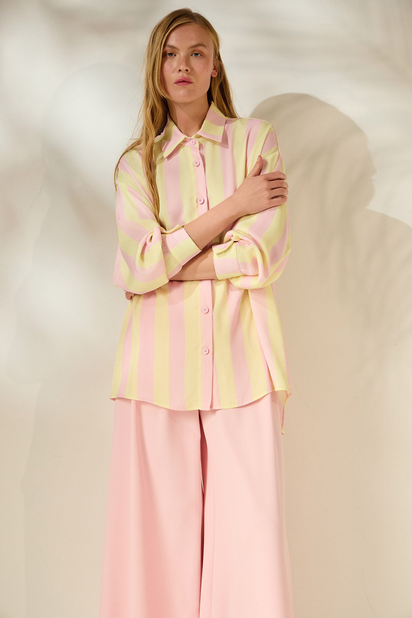 ‘CASEY’ ΡΙΓΕ ΠΟΥΚΑΜΙΣΟ (PALE PINK/PALE YELLOW) MAMOUSH