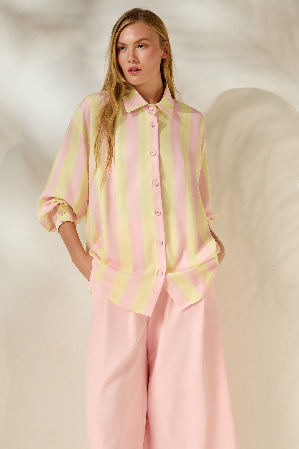 ‘CASEY’ ΡΙΓΕ ΠΟΥΚΑΜΙΣΟ (PALE PINK/PALE YELLOW) MAMOUSH