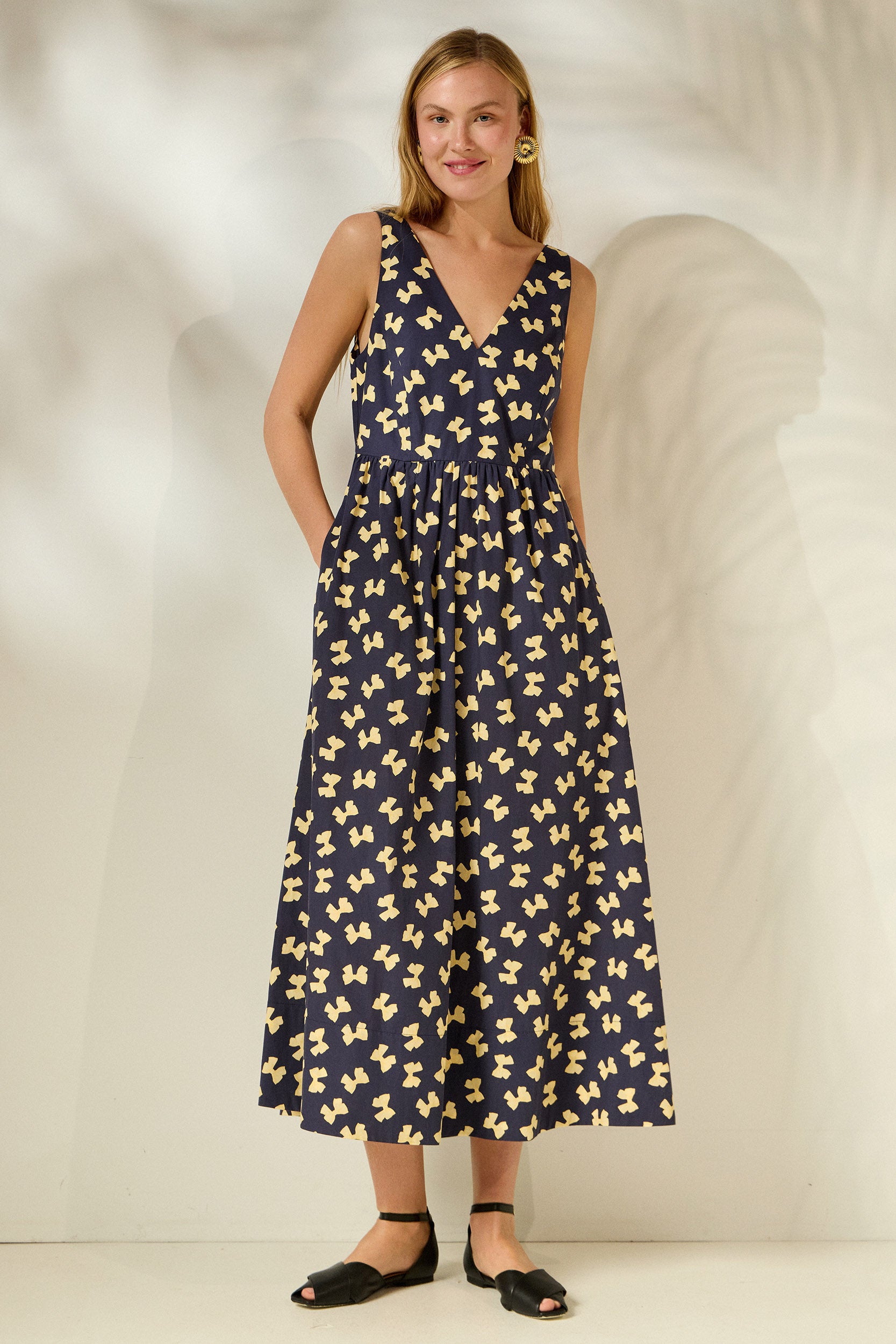 ‘SEMELI’ ΒΑΜΒΑΚΕΡΟ ΜΙΝΤΙ ΦΟΡΕΜΑ (DARK BLUE/BOWS) MAMOUSH