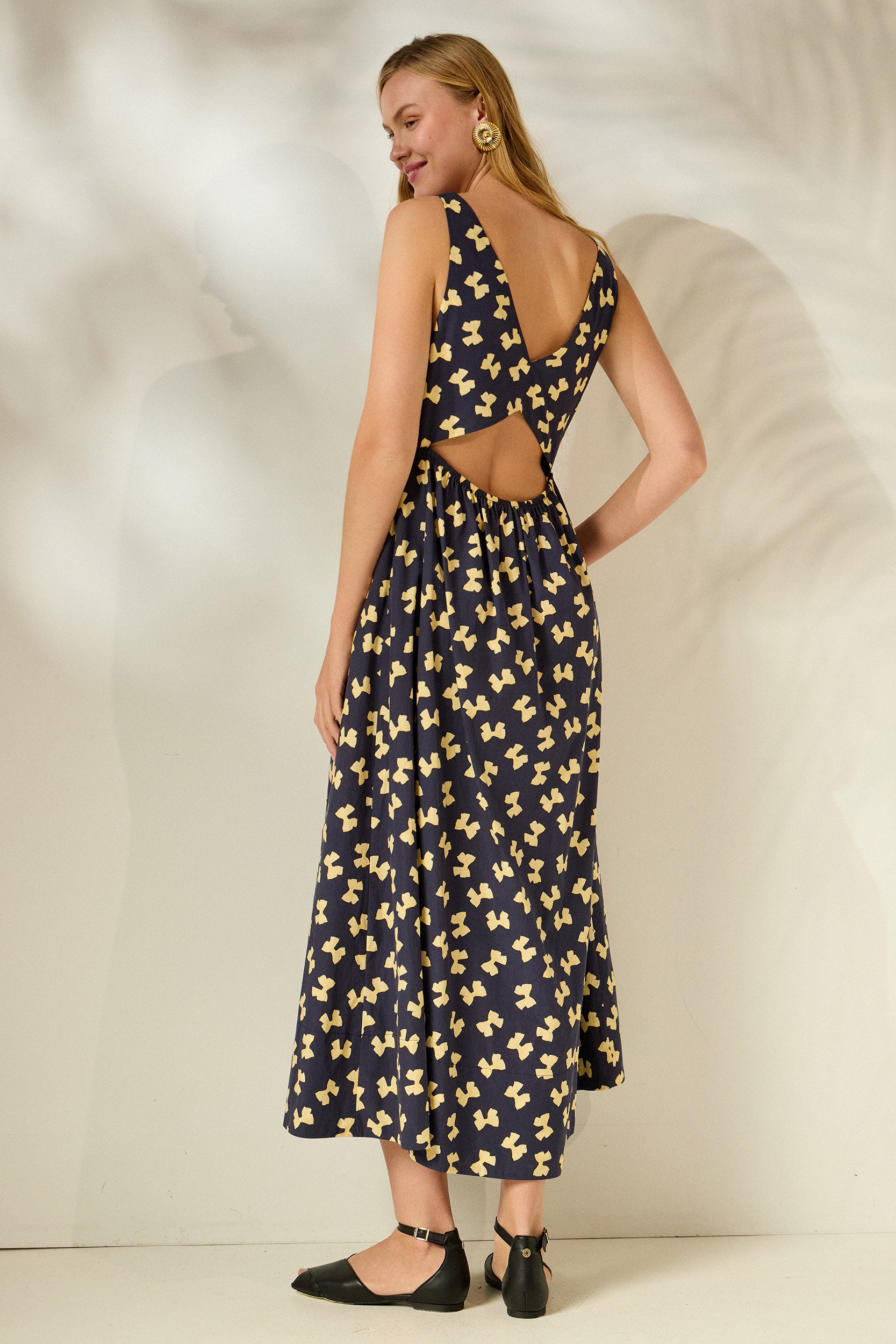 ‘SEMELI’ ΒΑΜΒΑΚΕΡΟ ΜΙΝΤΙ ΦΟΡΕΜΑ (DARK BLUE/BOWS) MAMOUSH