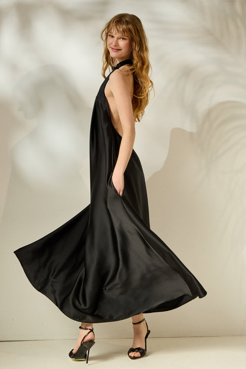 'ELEANORA' ΜΑΞΙ ΦΟΡΕΜΑ (BLACK) MAMOUSH