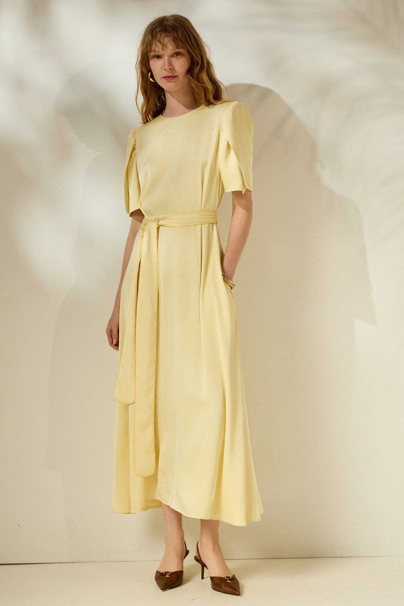 'LYDIA' ΣΑΤΕΝ ΜΙΝΤΙ ΦΟΡΕΜΑ (PALE YELLOW) MAMOUSH