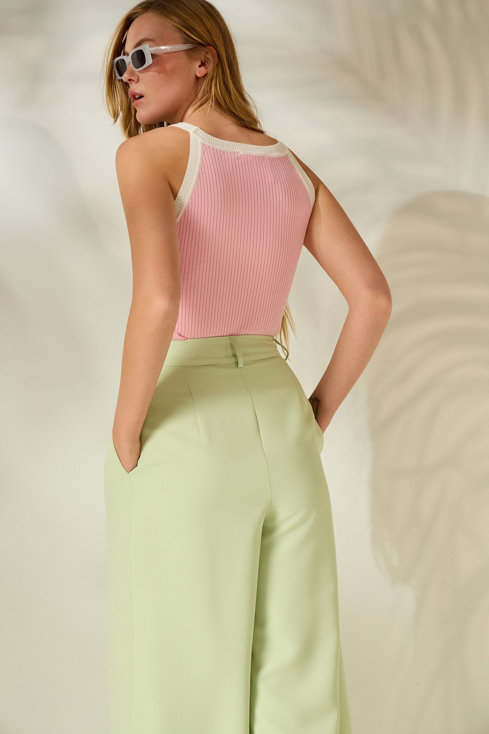 'DANAE' ΠΛΕΚΤΗ ΜΠΛΟΥΖΑ (PINK/WHITE) MAMOUSH