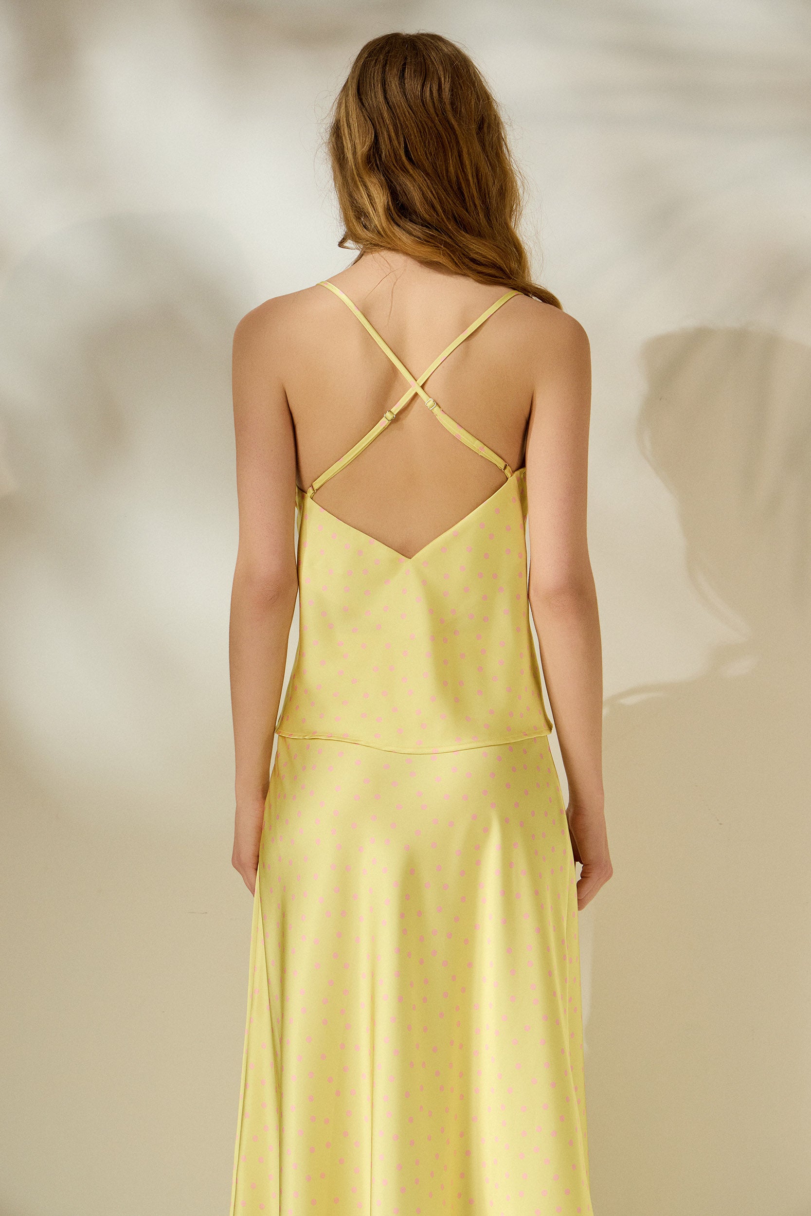 'ILEKTRA' ΝΤΡΑΠΕ ΣΑΤΕΝ ΤΟΠ (PASTEL YELLOW/POLKA DOT) MAMOUSH