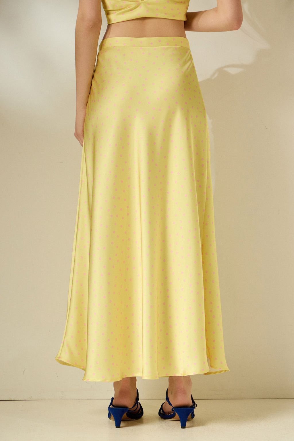 'DAPHNE' ΣΑΤΕΝ ΦΟΥΣΤΑ (PASTEL YELLOW/POLKA DOT) MAMOUSH