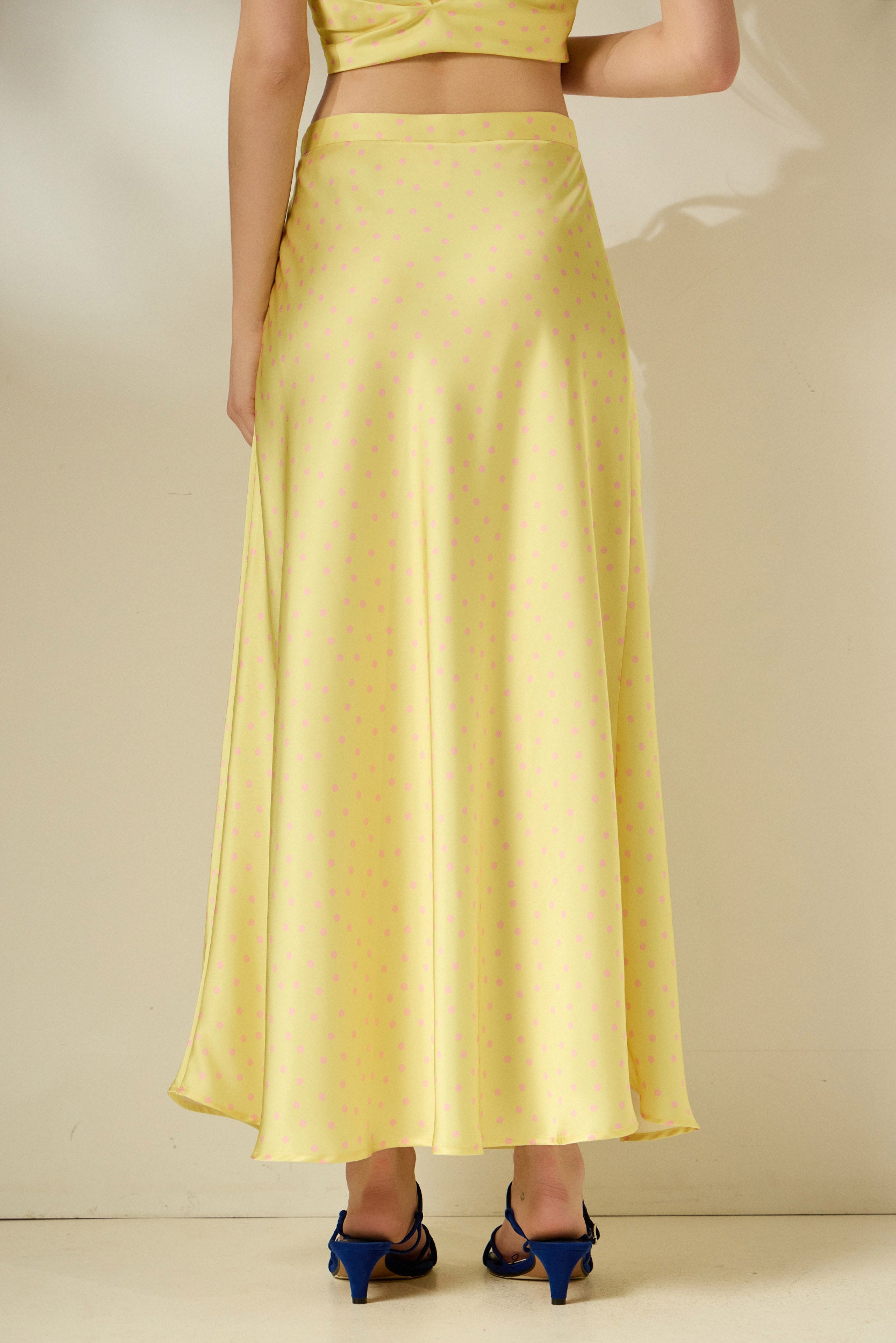 'DAPHNE' ΣΑΤΕΝ ΦΟΥΣΤΑ (PASTEL YELLOW/POLKA DOT) MAMOUSH