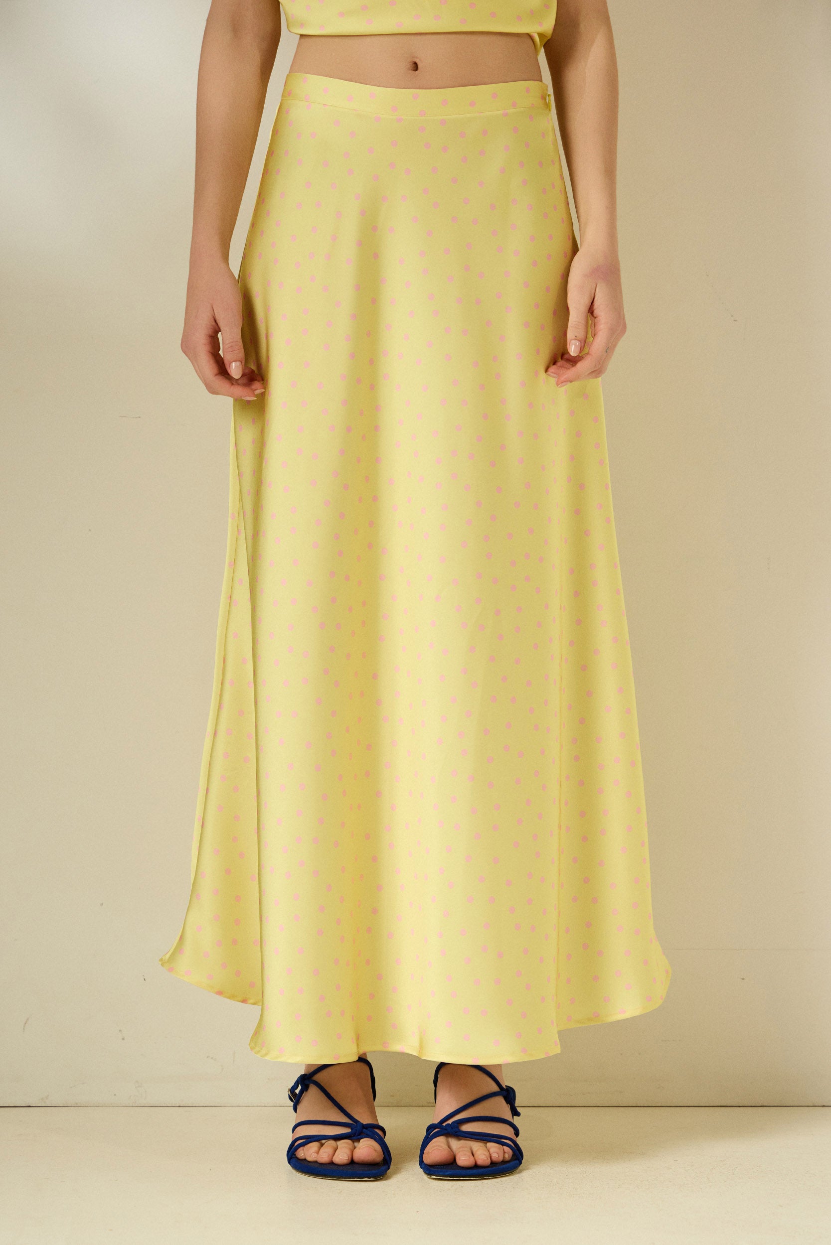 'DAPHNE' ΣΑΤΕΝ ΦΟΥΣΤΑ (PASTEL YELLOW/POLKA DOT) MAMOUSH