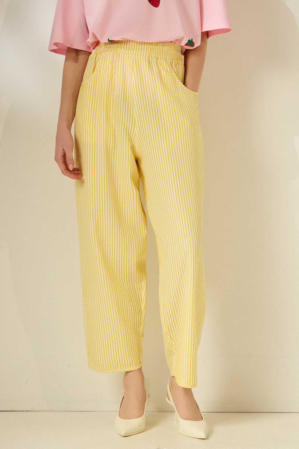 'CAPRI' ΡΙΓΕ CROPPED ΠΑΝΤΕΛΟΝΙ (YELLOW) MAMOUSH