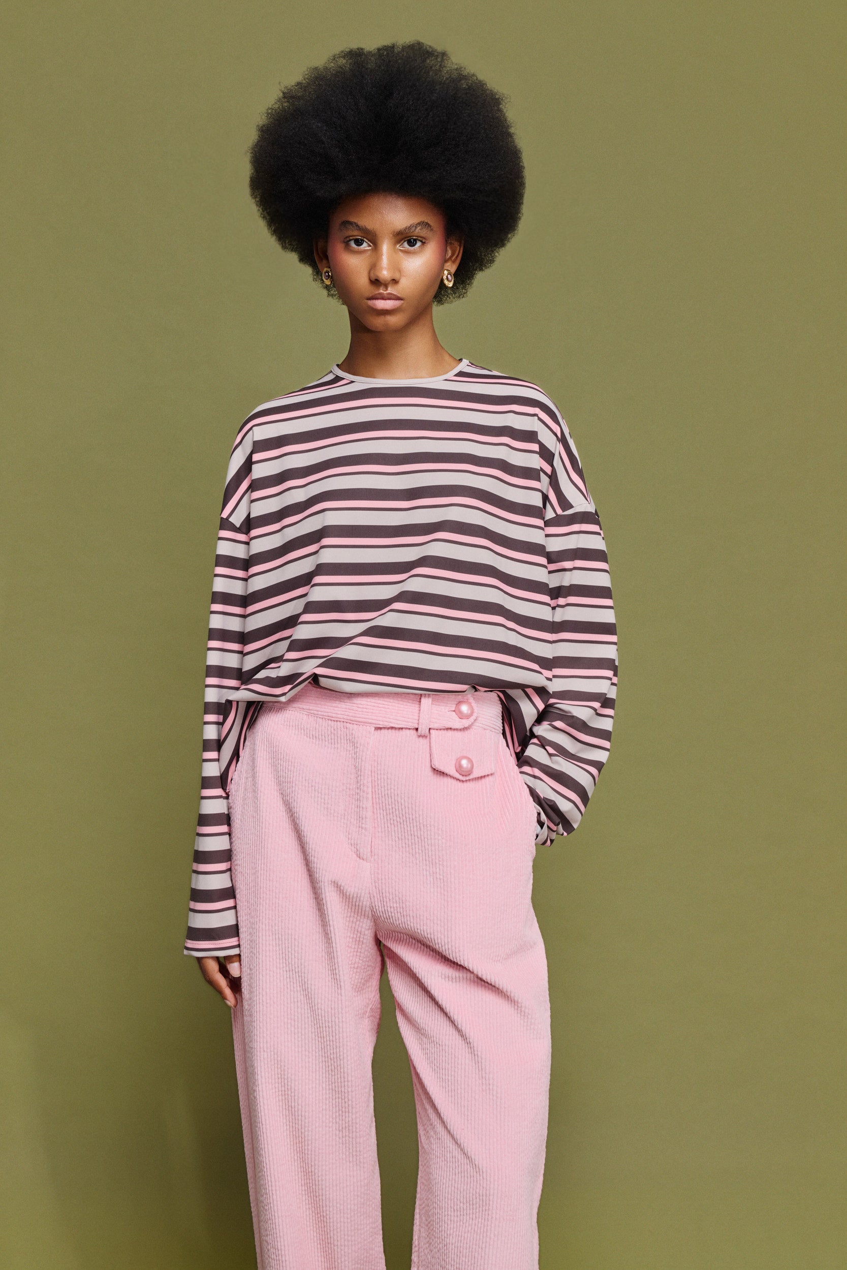 ΜΑΡΥ' OVERSIZED ΡΙΓΕ ΜΠΛΟΥΖΑ (PINK/CHOKOLA) MAMOUSH