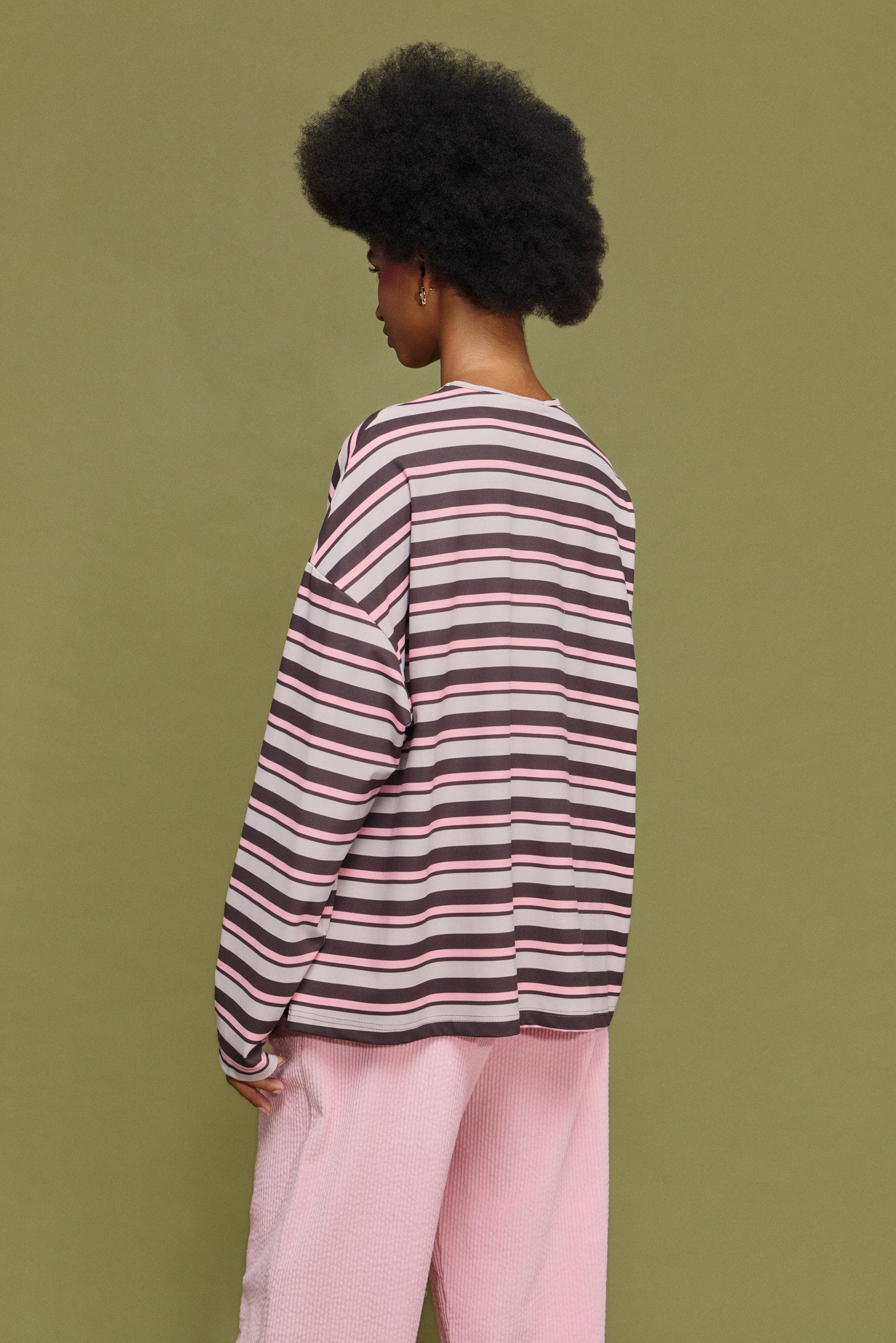 ΜΑΡΥ' OVERSIZED ΡΙΓΕ ΜΠΛΟΥΖΑ (PINK/CHOKOLA) MAMOUSH