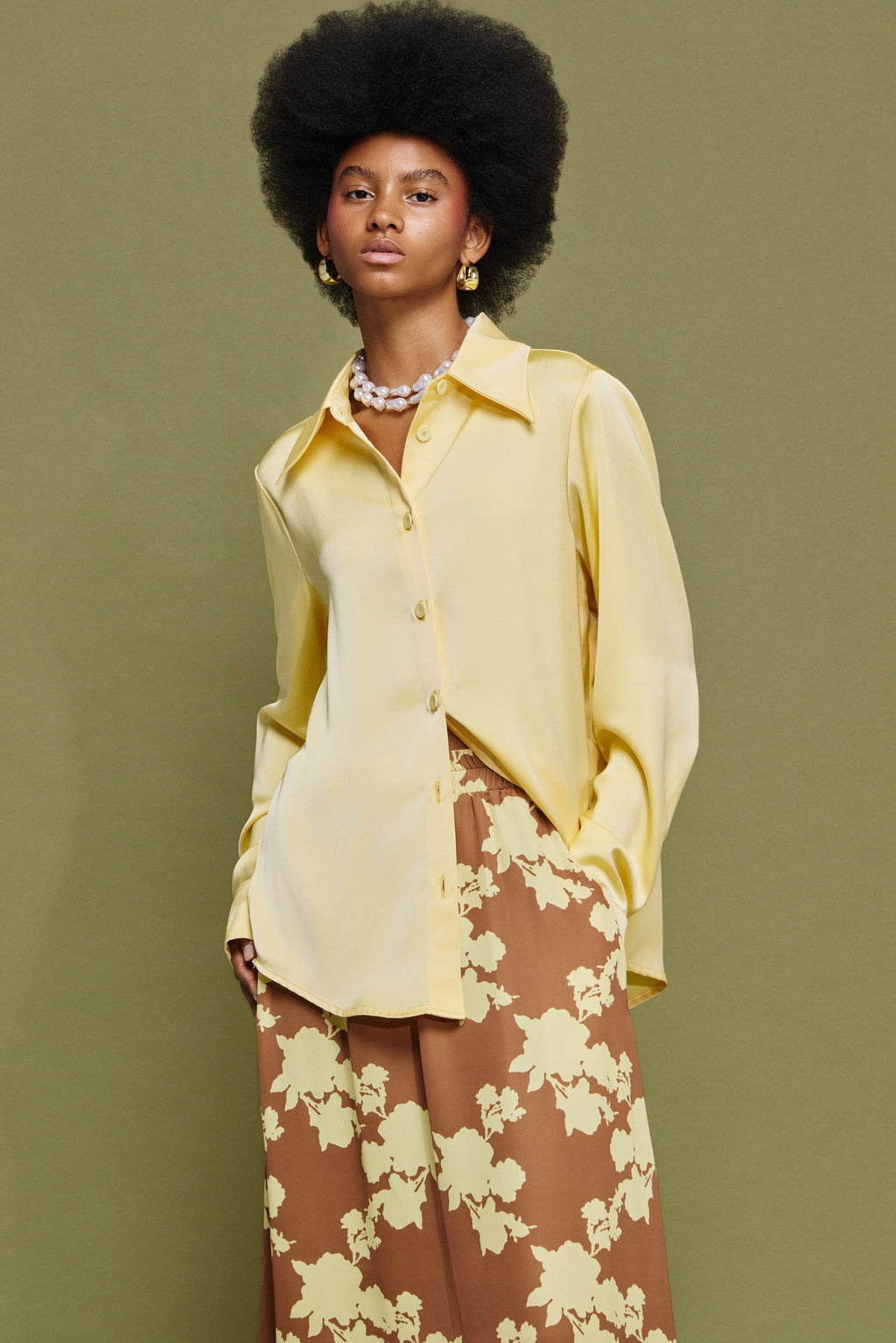 KAIA' ΣΑΤΕΝ ΠΟΥΚΑΜΙΣΟ (PALE YELLOW) MAMOUSH